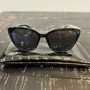 Rachel Zoe Womens Sunglasses Black‎ Cateye Plastic Frame 56-18